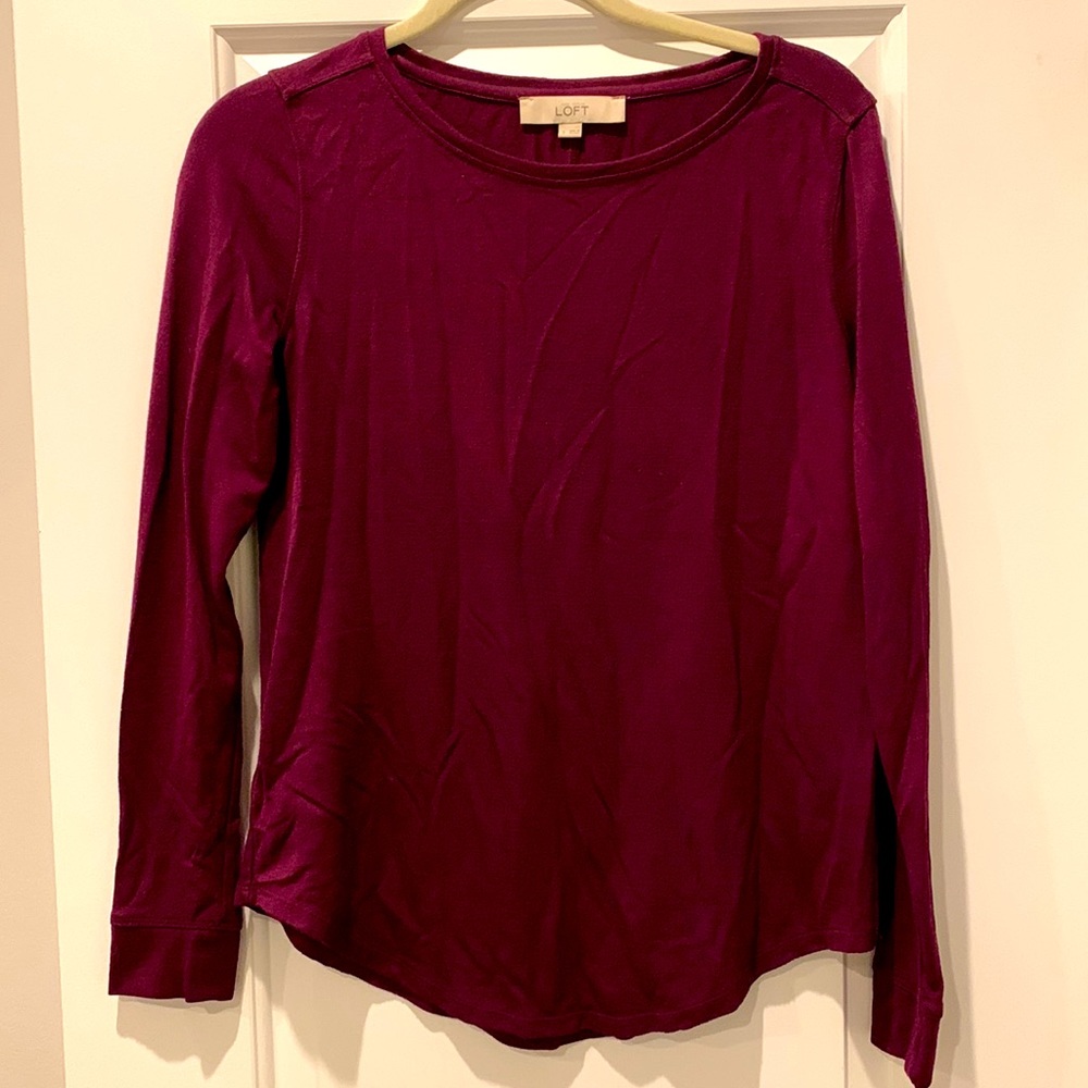 LOFT maroon basic long sleeve shirt
